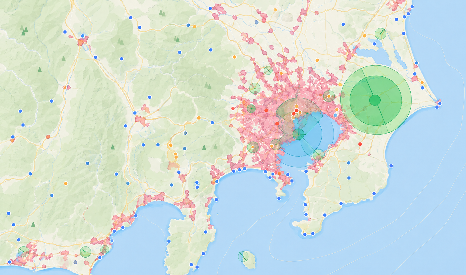 地図からフライトスポットを探す画面のイメージ
